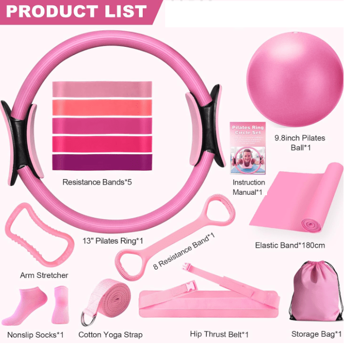 13-Piece Yoga & Pilates Set – Ring, Bands, Ball & Bag - Fitness Equipment - Apex Therapy
