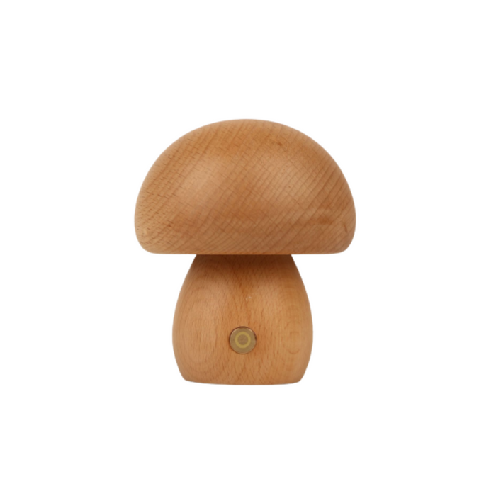 Wooden Mushroom Night Light – Rechargeable Warm LED, 4 Styles