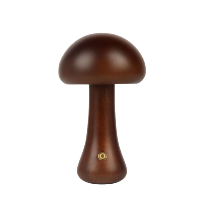 Wooden Mushroom Night Light – Rechargeable Warm LED, 4 Styles