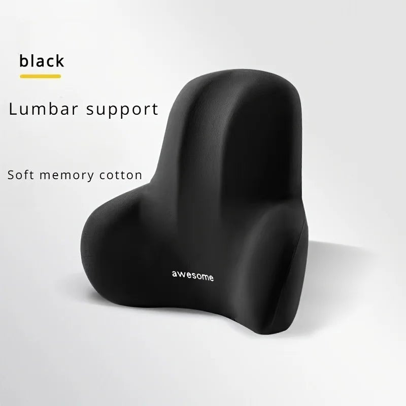 1pc Memory Foam Seat Cushion Set - 2-in-1 Lumbar & Seat Pillow for Office/Car,Grey & Black, Holiday Gift for Back Pain Relief - Apex Therapy