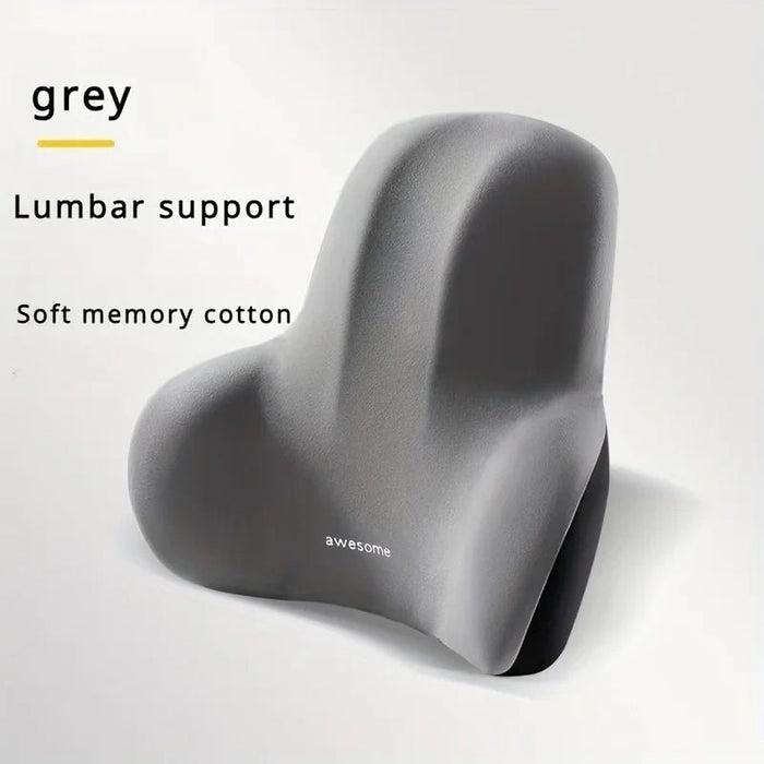 1pc Memory Foam Seat Cushion Set - 2-in-1 Lumbar & Seat Pillow for Office/Car,Grey & Black, Holiday Gift for Back Pain Relief - Apex Therapy