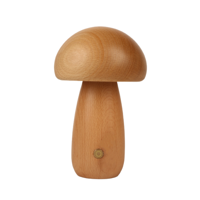 Wooden Mushroom Night Light – Rechargeable Warm LED, 4 Styles