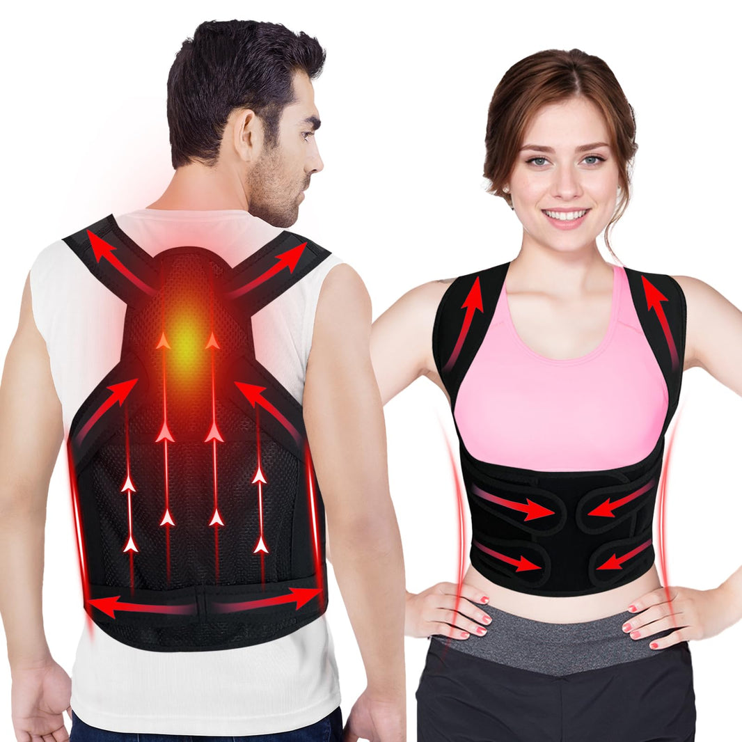 Heated Posture Corrector – Detachable Heating Pad, 3 Heat Levels, Small