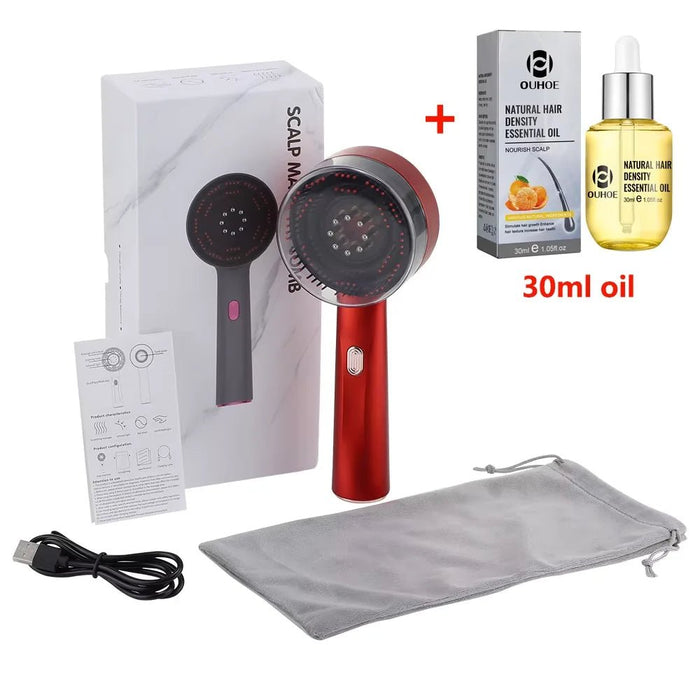Electric Vibration Massage Comb Red Light Therapy Hair Growth Massage Scalp Brush Anti Hair Loss Liquid Oil Applicator Hair Care - Apex Therapy