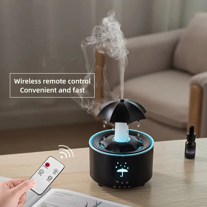 Rotating Umbrella Humidifier & Aroma Diffuser – 7-Color LED Light with Remote - Apex Therapy