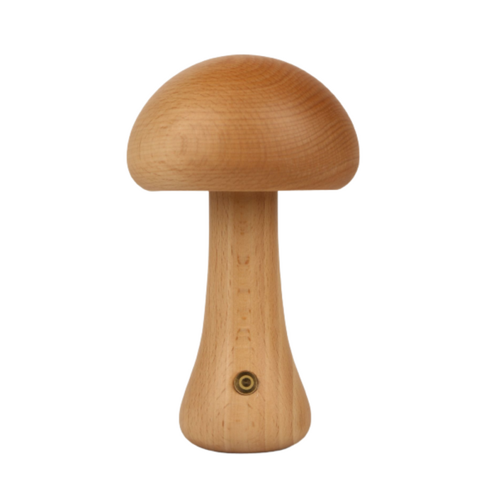 Wooden Mushroom Night Light – Rechargeable Warm LED, 4 Styles