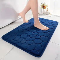 1PC Memory Foam Velvet Carpet Embossed Non-Slip Mat for Bathroom Living Room Cobblestone Floor Home Decorative Rug - Bath Mat - Apex Therapy