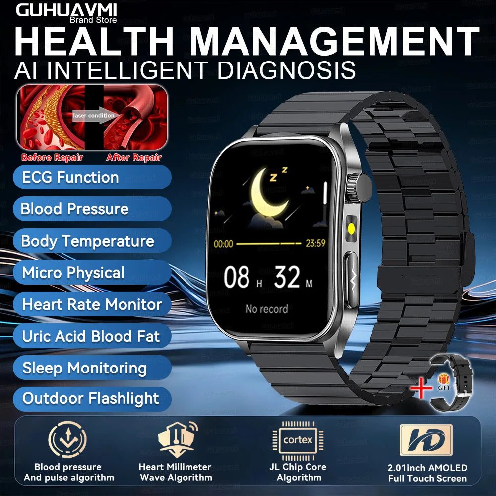 2026Hot AI-GPT Diagosis ECG Health SmartWatch Blood Pressure Lipid Uric Acid 650nm Dual-Probelaser Heart Analysis Smart bracelet - Apex Therapy