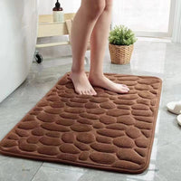 1PC Memory Foam Velvet Carpet Embossed Non-Slip Mat for Bathroom Living Room Cobblestone Floor Home Decorative Rug