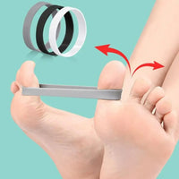 Silicone toe alignment trainer shown with packaging