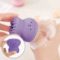 Close-up of soft silicone bristles on facial cleansing brush