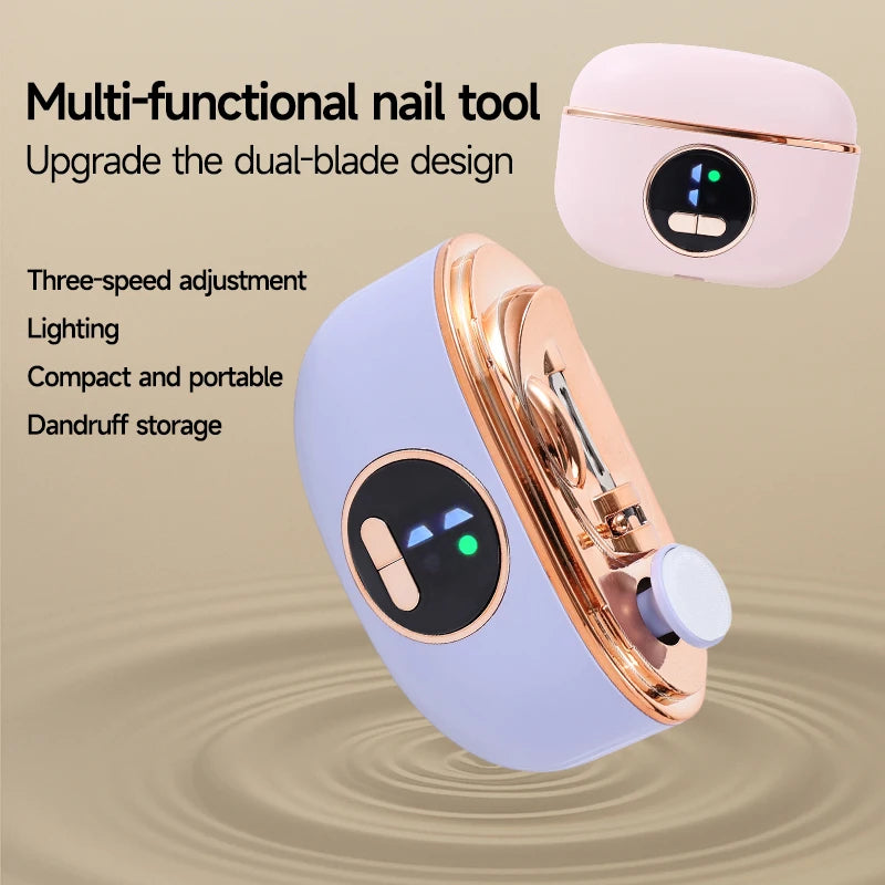 2-in-1 LED Light Electric Nail Trimmer – Rechargeable Grinder for Baby & Adult Care