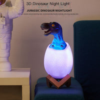 3D Dinosaur Night Light – Touch Control, 3 or 16 Colors, Wooden Base - Night Light - Apex Therapy
