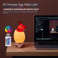 3D Dinosaur Night Light – Touch Control, 3 or 16 Colors, Wooden Base - Night Light - Apex Therapy
