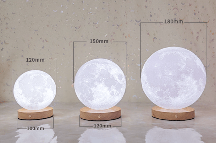 3D Moon Lamp with Wooden Stand – 12, 15 or 18 cm - Night Light - Apex Therapy