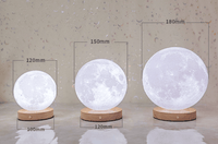 3D Moon Lamp with Wooden Stand – 12, 15 or 18 cm - Night Light - Apex Therapy