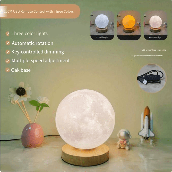 3D Moon Lamp with Wooden Stand – 12, 15 or 18 cm - Night Light - Apex Therapy