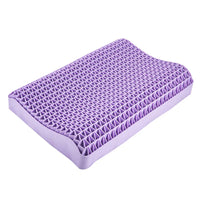 TPE gel cooling pillow shown with and without a pillowcase