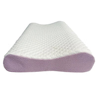 Contoured TPE gel pillow seen from the side with its raised neck lip