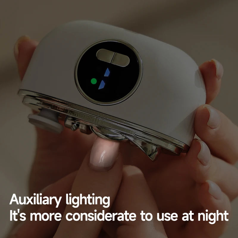 2-in-1 LED light electric nail trimmer shown from the front