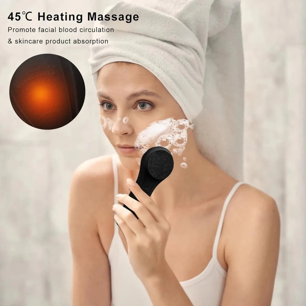 5-Mode Rechargeable Silicone Face Scrubber – Waterproof Facial Cleansing Brush - Apex Therapy