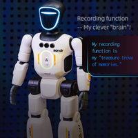 Humanoid robot performing an expressive pose