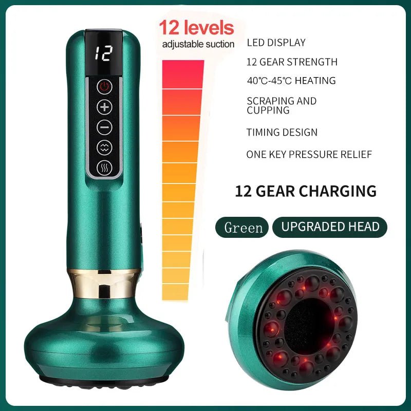 6 Gear Electric Cupping Massager Vacuum Suction Cup GuaSha Anti Cellulite Beauty Health Scraping Heat Body Slimming Massage - Apex Therapy