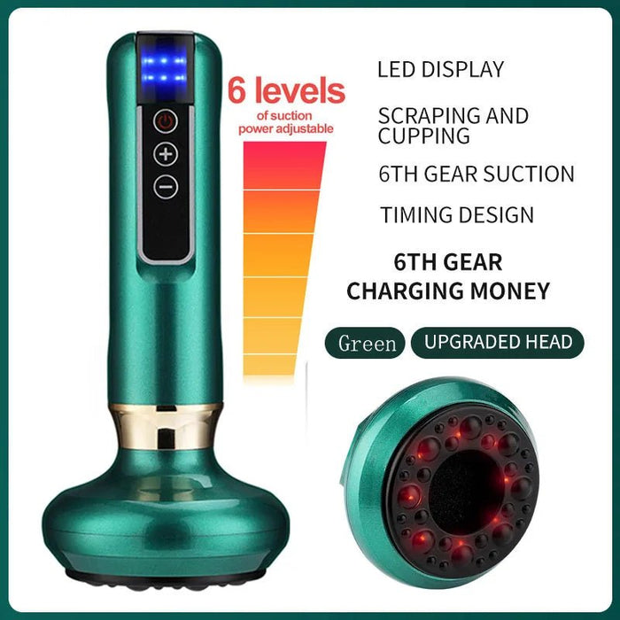 6 Gear Electric Cupping Massager Vacuum Suction Cup GuaSha Anti Cellulite Beauty Health Scraping Heat Body Slimming Massage - Apex Therapy