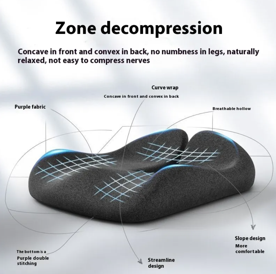 Non-Collapse Memory Foam Seat Cushion – Cooling Ice Silk Cover - Apex Therapy