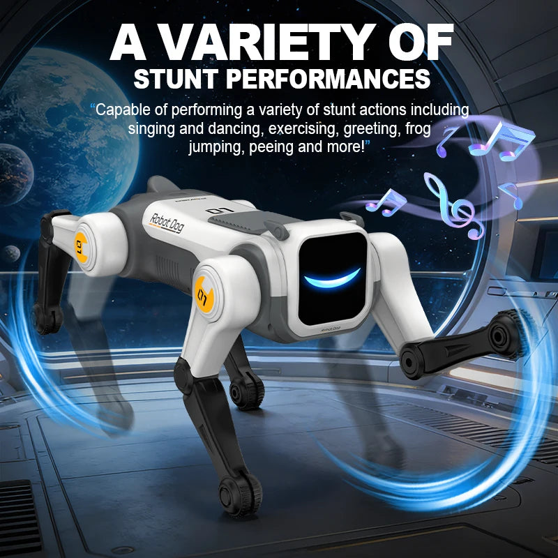 AI robot dog shown with retail packaging