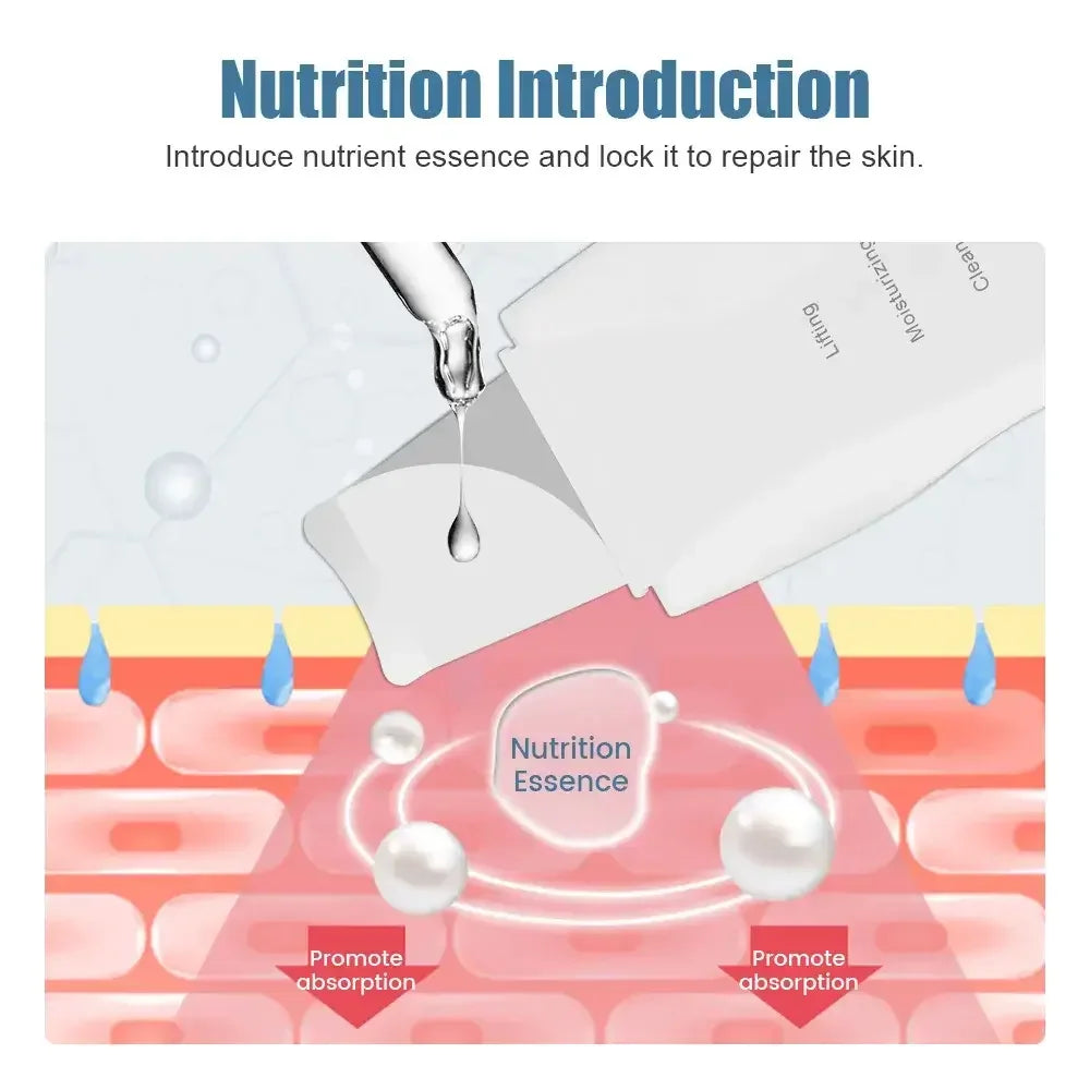 Vibrating facial cleansing spatula in use on skin