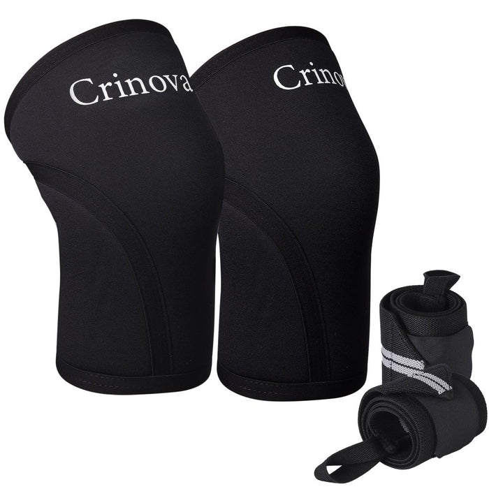 7 mm Knee Sleeves & Wrist Wraps Set – Neoprene, Lifting Bundle, Large - Knee Sleeves - Apex Therapy