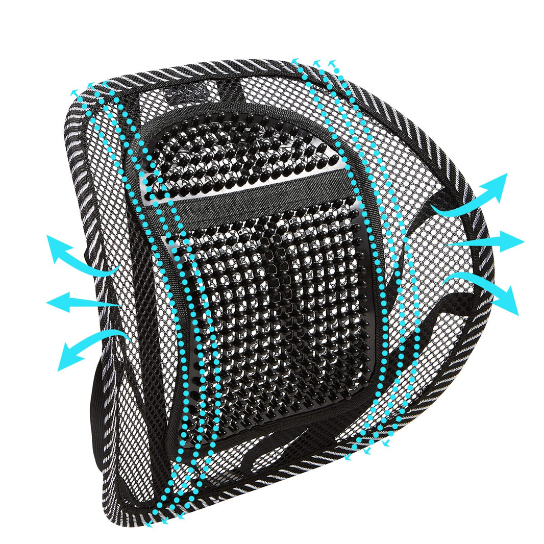 Mesh Lumbar Back Cushion – Massage Beads & Elastic Straps - Apex Therapy