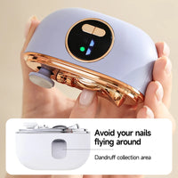 LED electric nail trimmer shown with packaging
