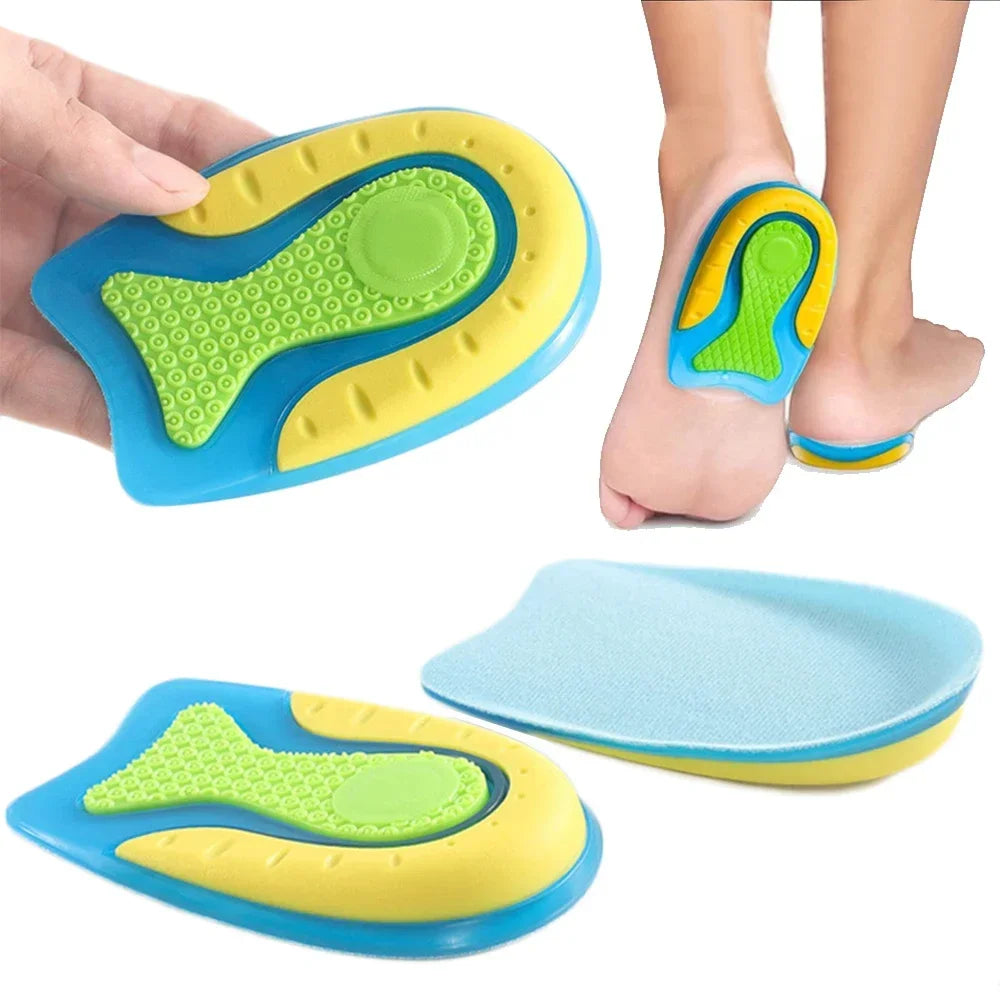 Silicone Gel Insoles for Heel Spurs Fascitis Plantar Pain Relief Treatment Inserts Heel Cup Cushion Height Increase Shoe Insoles