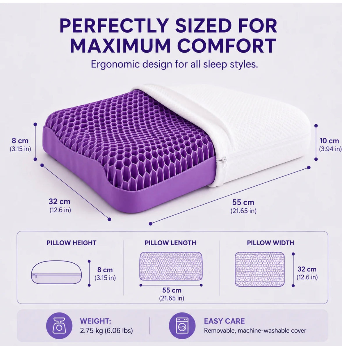 Gel Cooling Pillow Set – Air-Layer Neck Pillow with Pillowcase