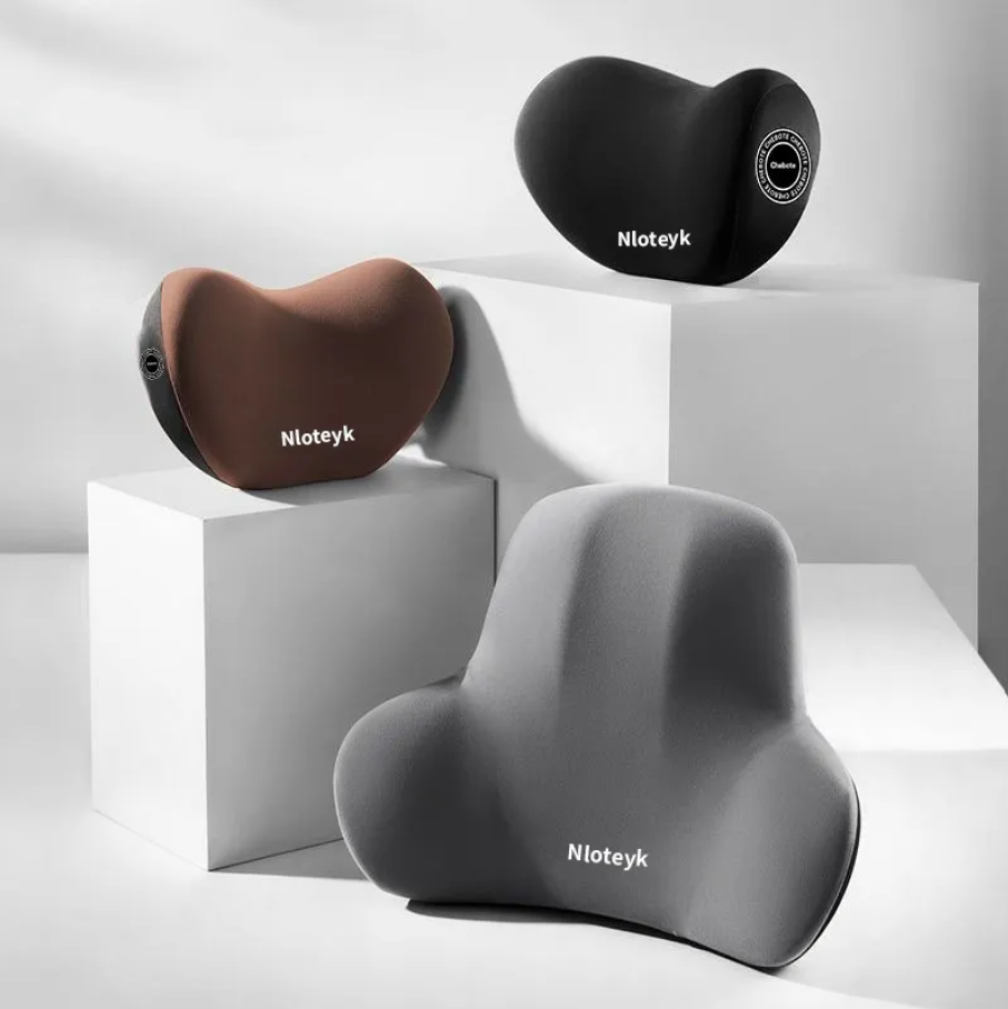 Memory Foam Car Cushion Set – Suede Headrest & Lumbar Pillow - Apex Therapy