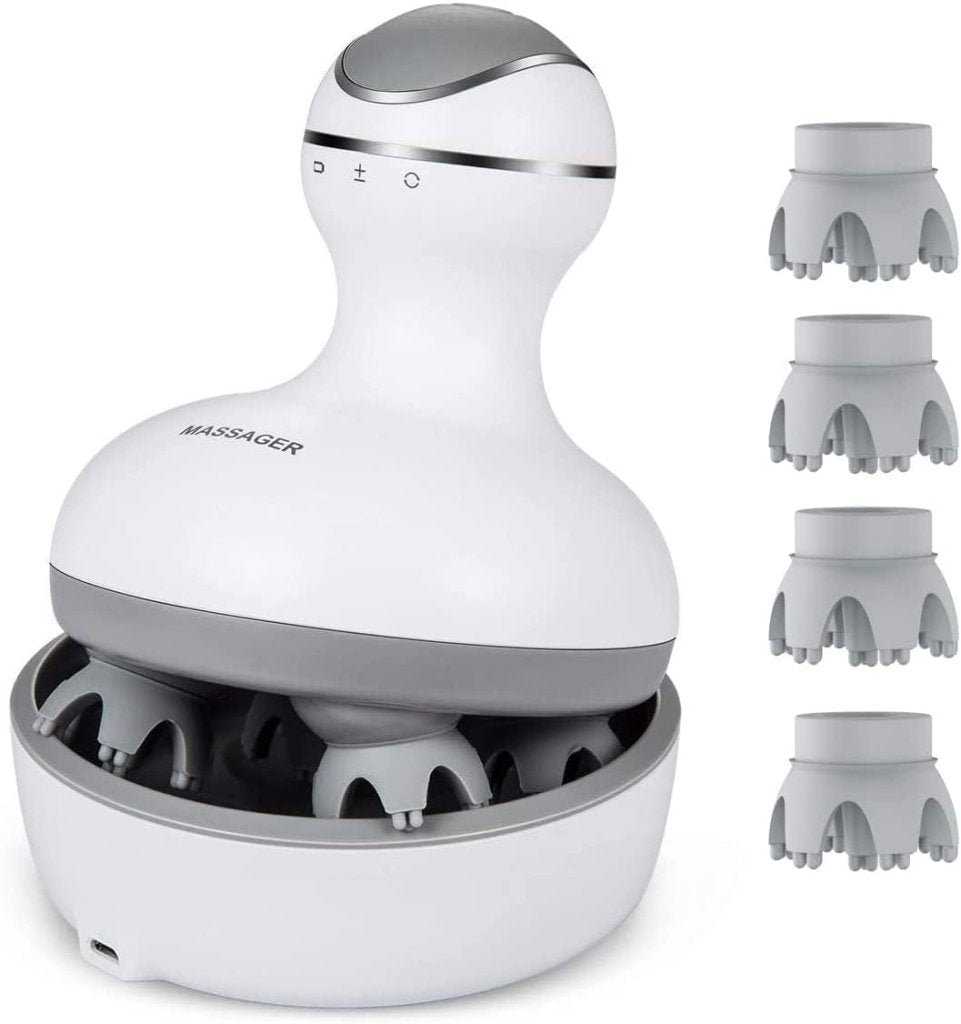 Apex Cordless Scalp & Body Massager — Waterproof Head Scratcher with 4 Replacement Heads, 28 Kneading Nodes & 4 Modes - Apex Therapy