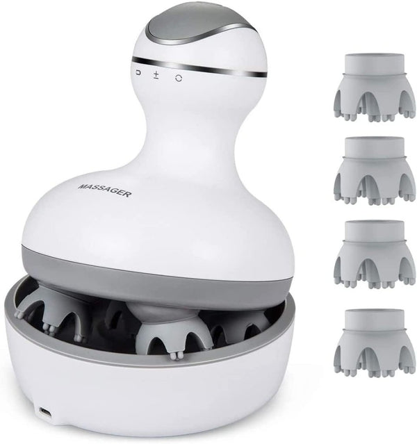 Apex Cordless Scalp & Body Massager — Waterproof Head Scratcher with 4 Replacement Heads, 28 Kneading Nodes & 4 Modes