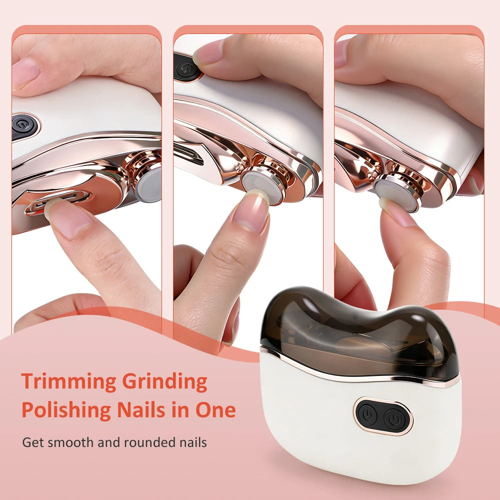 Close-up of the grinding head on the electric nail trimmer