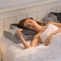Travel-size memory foam pillow shown from the front