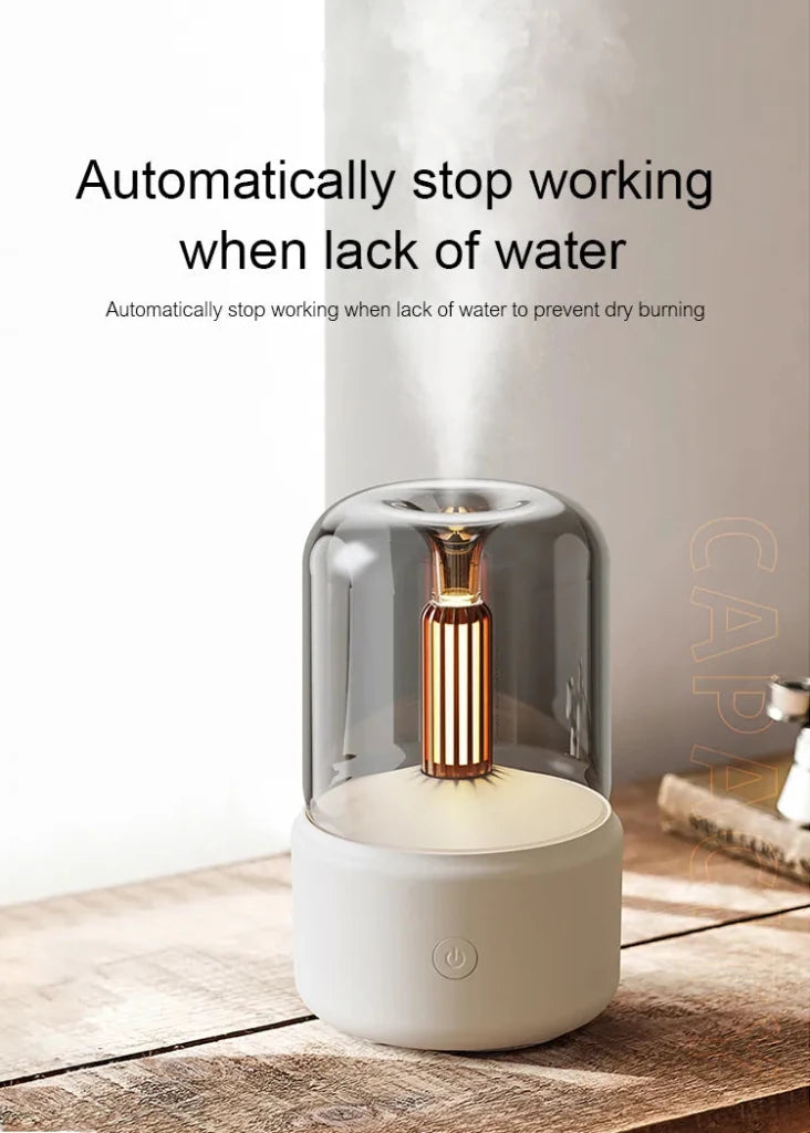 Candlelight Aroma Humidifier – Flickering Glow, USB Powered - Humidifier - Apex Therapy