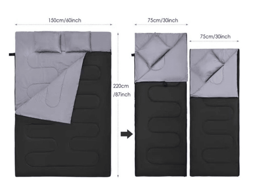 Double camping sleeping bag for two – Apex Therapy, view 2