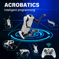 Interactive AI robot dog shown with packaging