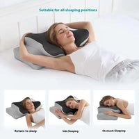 Compact memory foam neck pillow packed for travel