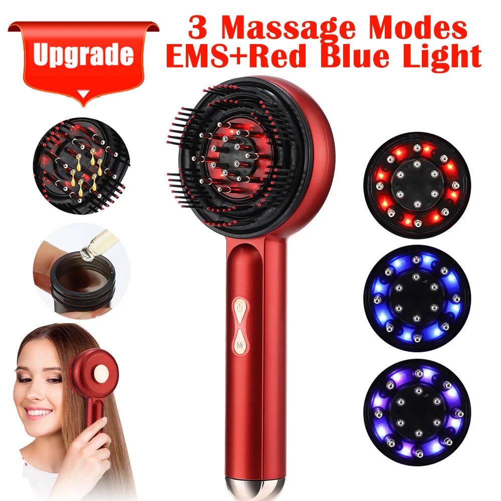 Electric Vibration Massage Comb Red Light Therapy Hair Growth Massage Scalp Brush Anti Hair Loss Liquid Oil Applicator Hair Care - Apex Therapy