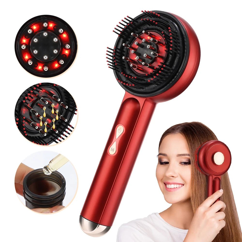 Electric Vibration Massage Comb Red Light Therapy Hair Growth Massage Scalp Brush Anti Hair Loss Liquid Oil Applicator Hair Care - Apex Therapy