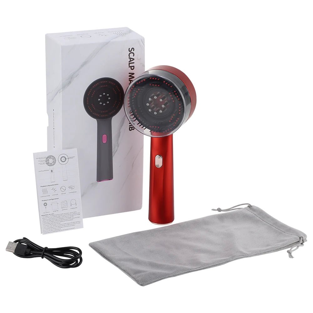 Electric Vibration Massage Comb Red Light Therapy Hair Growth Massage Scalp Brush Anti Hair Loss Liquid Oil Applicator Hair Care - Apex Therapy
