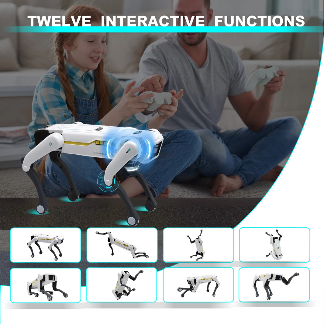 Interactive AI robot dog shown from the front
