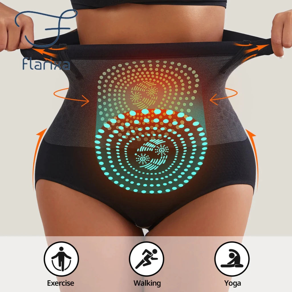 Flarixa 1/2/3Pcs Seamless Women's High Waist Abdomen Control Panties Magnetic Therapy Warm Uterus Underwear Body Shaping Briefs - Apex Therapy